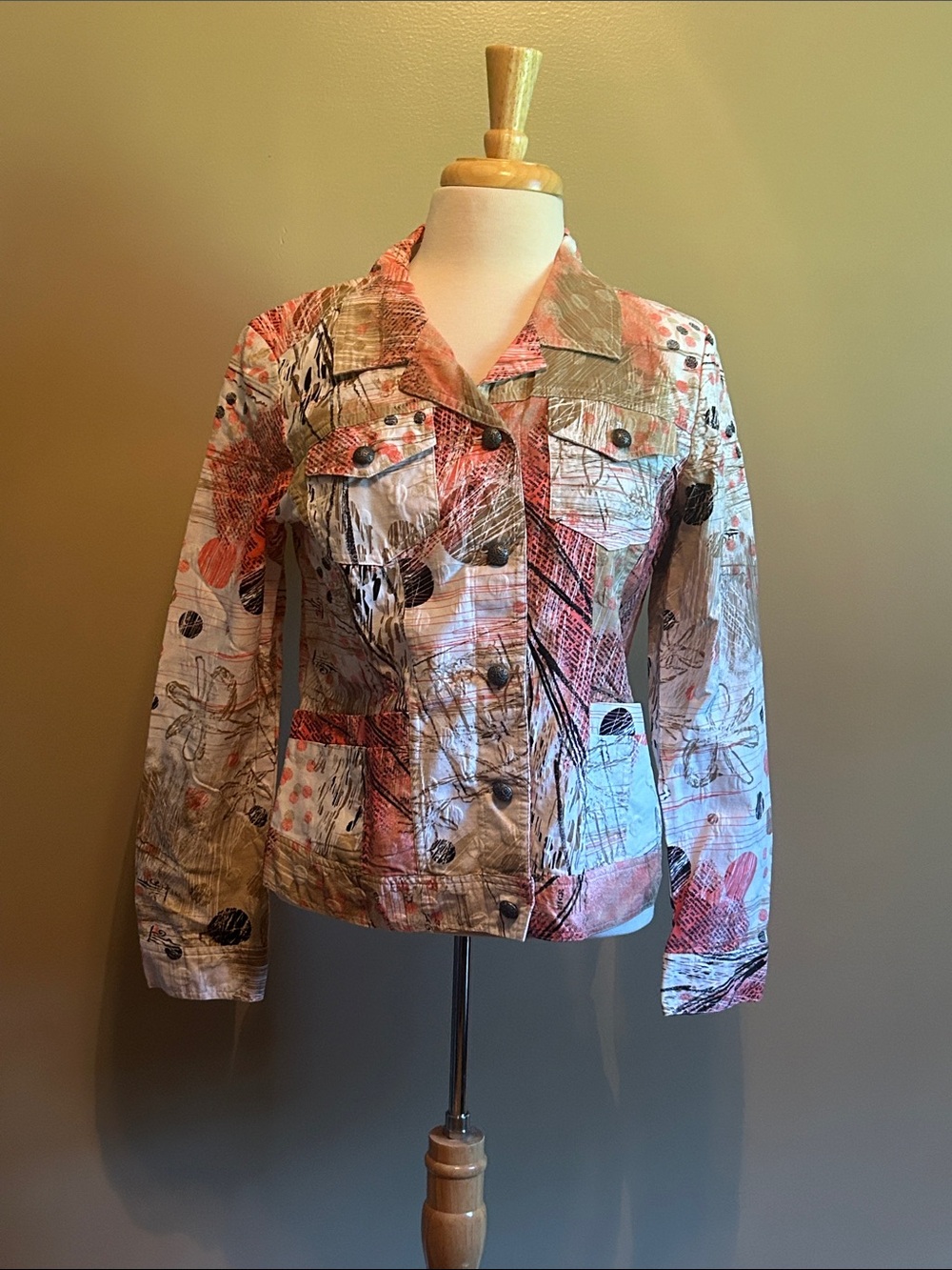 NWT Christopher & Banks Red and Tan Jean Jacket
